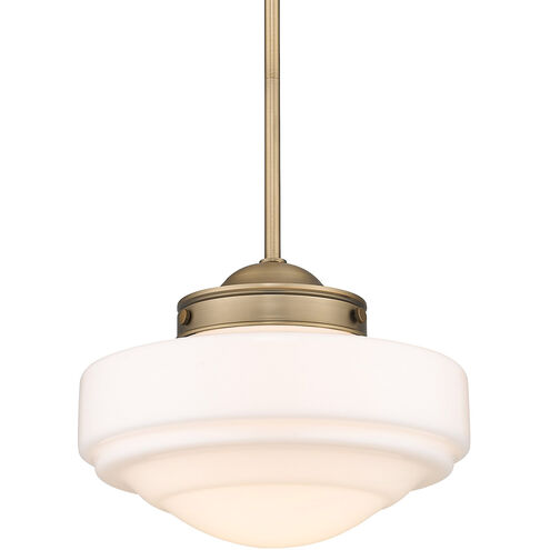 Ingalls 1 Light 12 inch Modern Brass Pendant Ceiling Light in Vintage Milk Glass, Medium